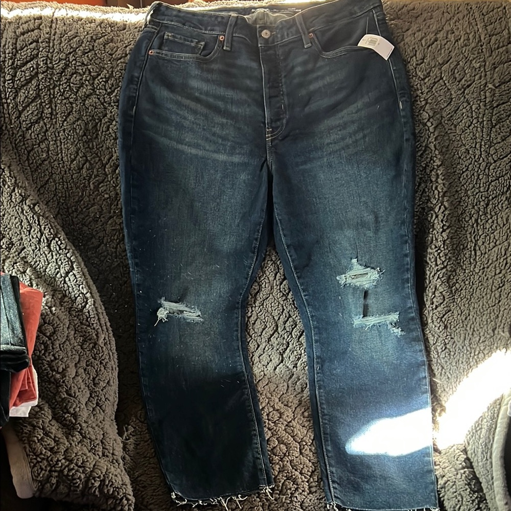 Old Navy Blue Boyfriend Jeans Distressed Classic